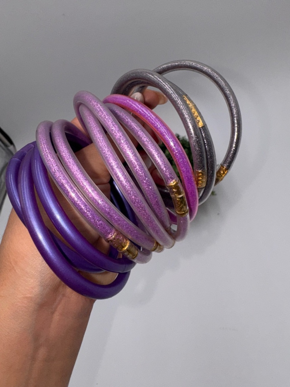 Budhagirlr inPurple and Pink Metallic Bangle Bracelet Set - Women Jewelry